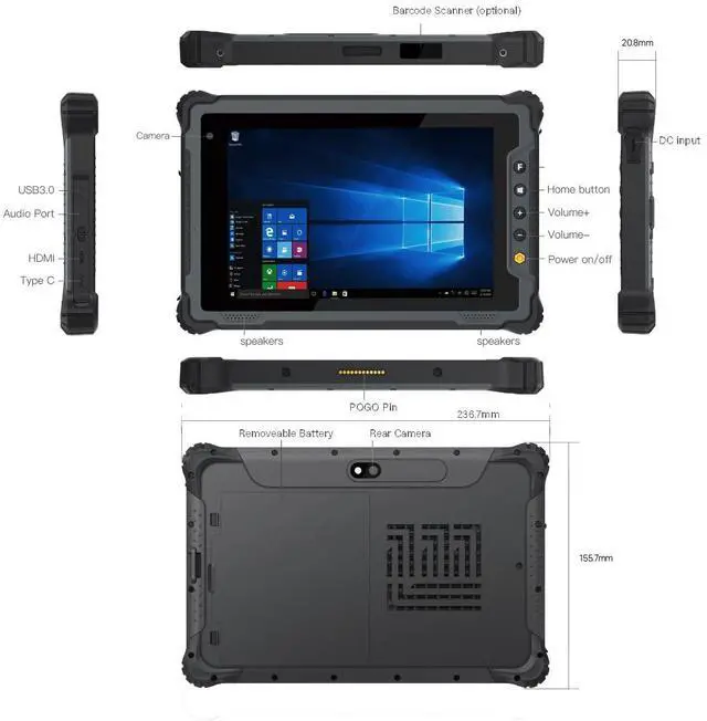 Alt view image 4 of 5 - Vanquisher [2024Q4 Launched] Rugged Tablet PC Windows 11 IOT Enterprise, New GEN CPU | 8" 1200 * 1920 HD Screen | 8GB RAM + 128GB ROM | Upgraded Wi-Fi 6 Technology | for Enterprise Mobile Field Work