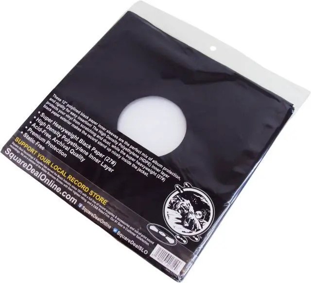 Alt view image 3 of 5 - (100) 12" Premium Black Polylined Record Inner Sleeves - Archival Quality, Heavyweight Paper & Plastic #12IABK