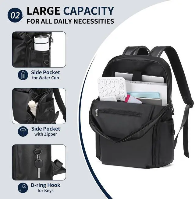 Alt view image 4 of 5 - SUIKIHUM Laptop Backpack Airline Approved for Men Fit 16 Inch Oxford Carry on Luggage Weekender Daypack (Black)