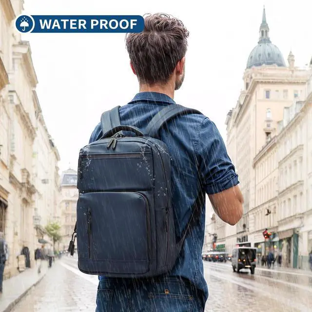 Alt view image 2 of 5 - SUIKIHUM Waterproof Laptop Backpack for Men & Women, Flight Approved Anti-Theft Daypack with 15.6-inch Laptop Sleeve (Blue)