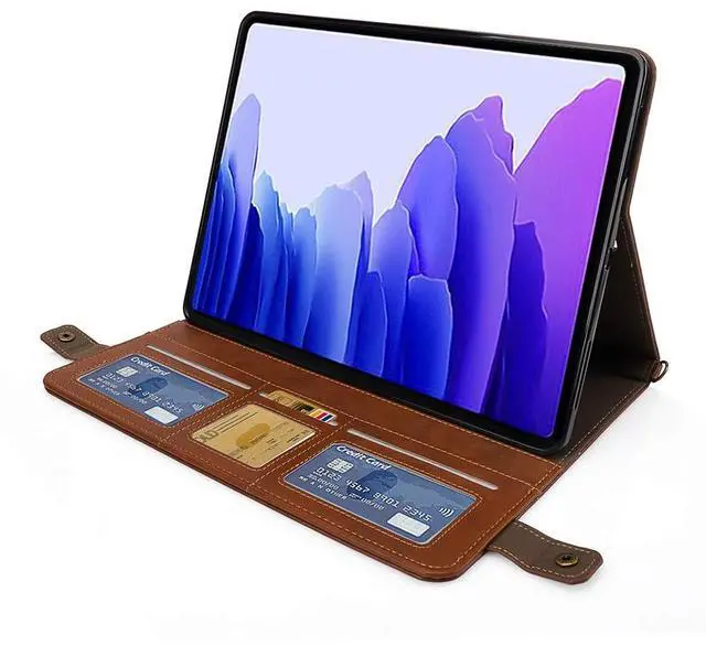 Alt view image 3 of 5 - Handbag Case for Samsung Galaxy Tab S9 FE 10.9"/S9/S8/S7 11", Techcircle Folio Stand Crossbody Wallet Case with S Pen Holder & Card Slots Pocket, Hand Strap & Shoulder Strap Protective Cover, Coffee