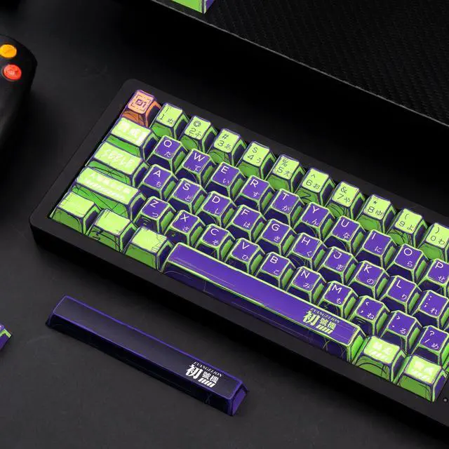 Alt view image 3 of 5 - TIMSEKER 130 Keys Retro Anime Keycap Set PBT Cherry Profile Green and Purple Japanese Keycaps Cherry Mx Gaming Keycap Replacement Keyboard Keys for ANSI Layout Mechanical Keyboard