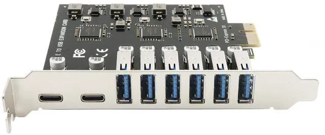 Alt view image 3 of 5 - Versatile Port Expansion Solution: PCIe to USB 3.0 Adapter with 6 Type-A and 2 Type-C Ports, with a 1 to 4-Port USB Hub for Desktop PC Support Windows