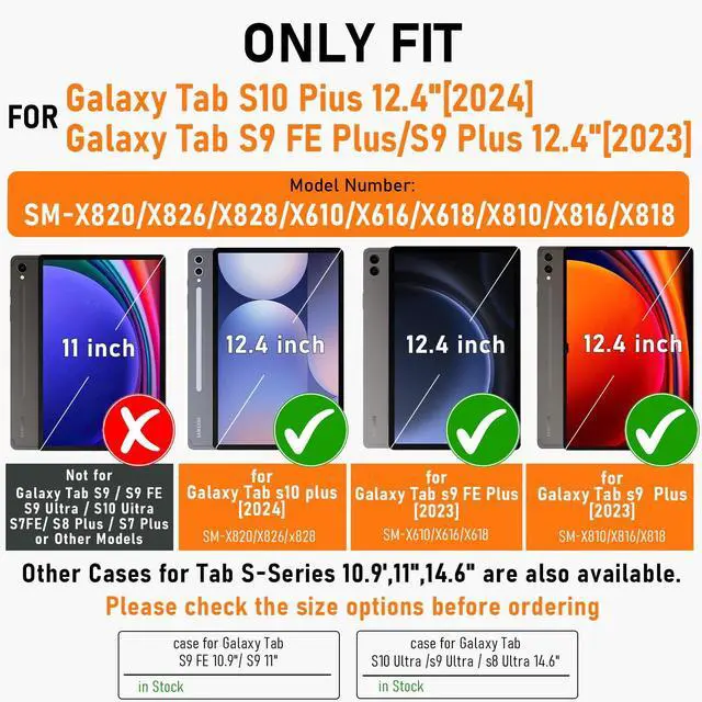 Alt view image 2 of 5 - Varohix Case for Samsung Galaxy Tab S10+ Plus 2024 / S9 FE+ Plus/ S9+ Plus 12.4 Inch 2023 Magnetic Multi-Angle Leather Folio Stand Shell Folio with Card Holder Galaxy Tab S9+/S9 FE+,Black