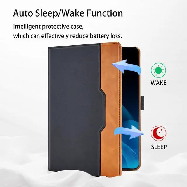 Alt view image 4 of 5 - Varohix Case for Samsung Galaxy Tab S10+ Plus 2024 / S9 FE+ Plus/ S9+ Plus 12.4 Inch 2023 Magnetic Multi-Angle Leather Folio Stand Shell Folio with Card Holder Galaxy Tab S9+/S9 FE+,Black