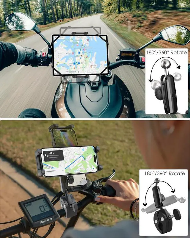 Alt view image 5 of 5 - Wukanleng Bike Tablet Phone Holder with Silicone Security Band, Metal Arm 360deg Rotation Tablet Handlebar Mount for Stationary Bicycle, Treadmill Fits iPad Pro/Air/Mini, Smartphones, 4-13'' Devices