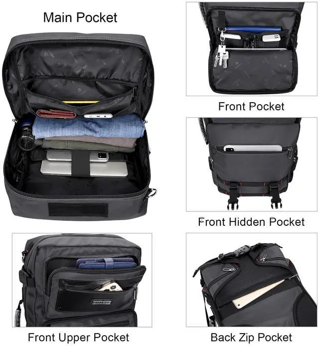 Alt view image 3 of 5 - WITZMAN Carry On Travel Backpack for Men Duffle Bags Fit for 17 Inch Laptop Airline Approved Backpack and Toiletry Bag Hanging Multi-organization Bathroom Bag Water-resistant Bag