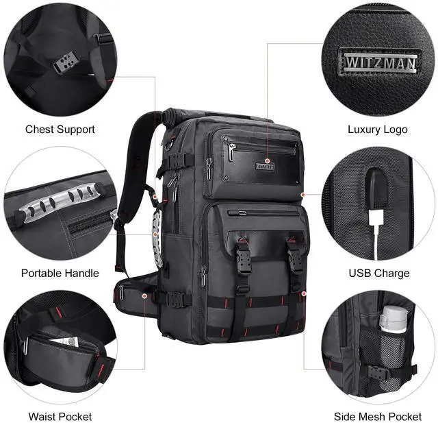 Alt view image 5 of 5 - WITZMAN Carry On Travel Backpack for Men Duffle Bags Fit for 17 Inch Laptop Airline Approved Backpack and Toiletry Bag Hanging Multi-organization Bathroom Bag Water-resistant Bag