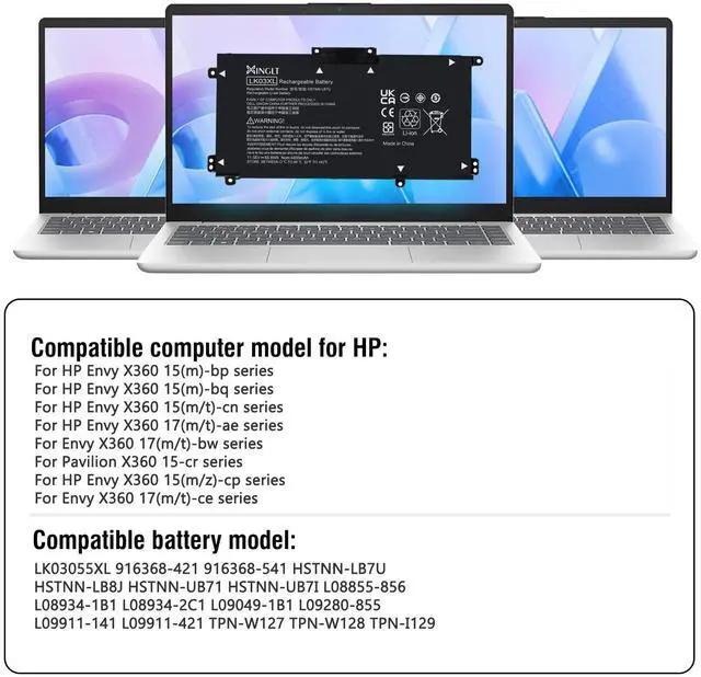 Alt view image 3 of 5 - XINGLT LK03XL L09281-855 916814-855 L08855-856 Replacement Battery for HP Envy X360 Convertible with Replacement Tools