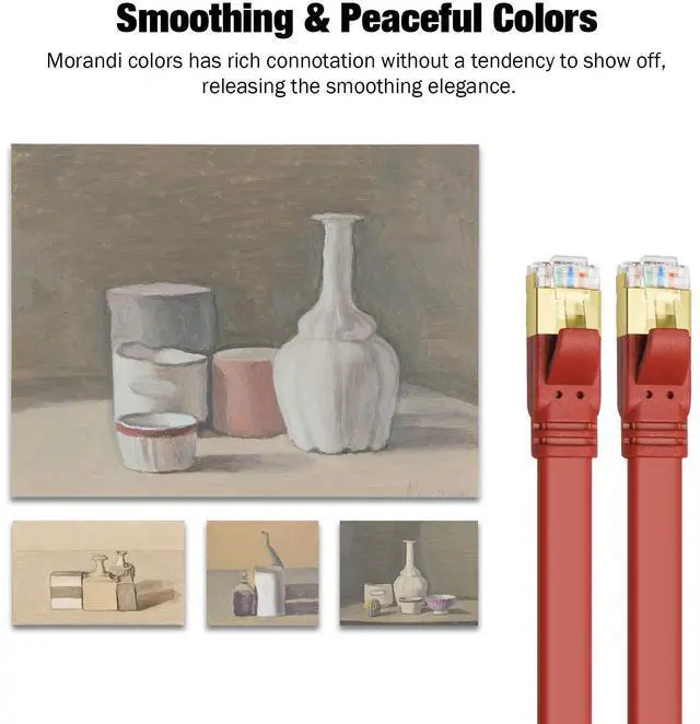 Alt view image 2 of 5 - Yauhody Ethernet Cable CAT8 10ft (5 Pack) Morandi Colors, High Speed Cat8 Cables Flat 40Gbps 2000MHz Internet Network Romantic RJ45 LAN SFTP Patch Cord for Gaming/PS5/PS4/PC/Router/Modem/Hub(10ft 5P)