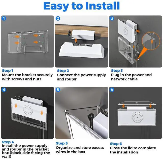 Alt view image 5 of 5 - Starlink Gen 3 Router Mount, Power Supply Mounting Bracket Kit, Starlink Gen 3 Router Can Be Wall Mounted and Desktop Flat, Made for Starlink Gen3 Standard Router
