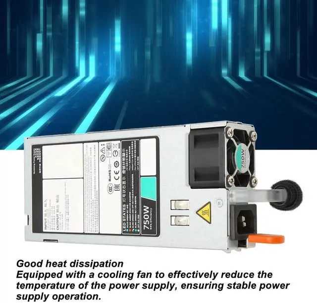 Alt view image 3 of 5 - D750E S6 Server Power Supply 100-240V, 750W EPP Server Power Supply Replacement with Cooling Fan, for DELL R530 R630 R730 R730XD T430 T630, etc.