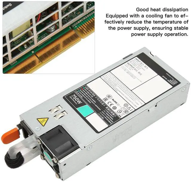 Alt view image 4 of 5 - D750E S6 Server Power Supply 100-240V, 750W EPP Server Power Supply Replacement with Cooling Fan, for DELL R530 R630 R730 R730XD T430 T630, etc.