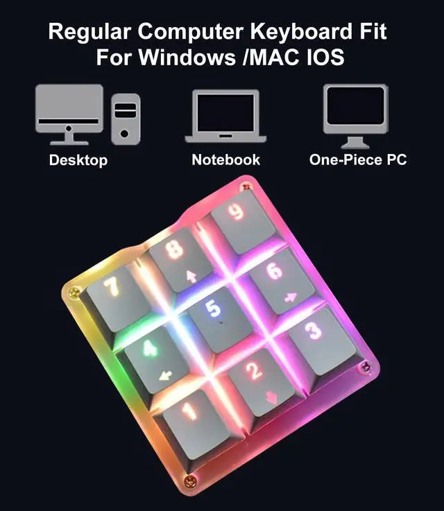 Alt view image 4 of 5 - Yoqanr Macro Keyboard Mechanical Numpad One Handed Gaming 24 Macro Programmable Setting Keypad 9-Keys Number Pad Keyboard Electric Contest Game Blue LED Backlit Gaming Keyboard for Blue Switch