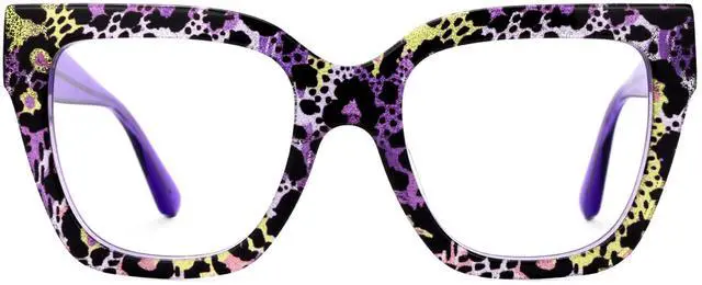 Main image of Zeelool Square Blue Light Glasses for Women Trendy Thick Frame Fake Eyeglasses Stylish Purple Designer Full Eyewear Anti Eyestrain JGA813402-02B