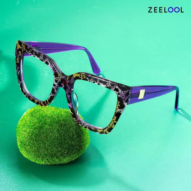 Alt view image 3 of 5 - Zeelool Square Blue Light Glasses for Women Trendy Thick Frame Fake Eyeglasses Stylish Purple Designer Full Eyewear Anti Eyestrain JGA813402-02B