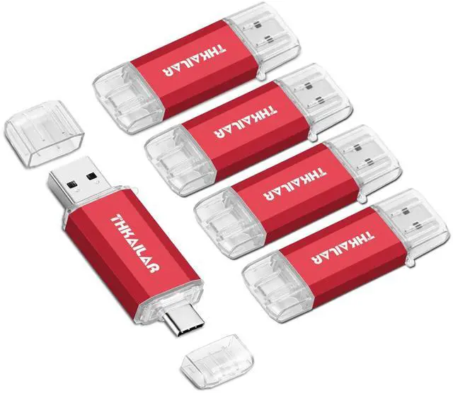 Main image of Thkailar 5 Pack 64GB USB C Flash Drive OTG High Speed for Store Data-USB 3.0 Thumb Drive C Jump Drive-Compatible with Samsung,Mac Pro,Laptops,Tablets,PC(Red)