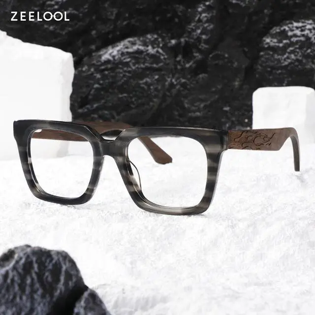 Alt view image 3 of 5 - Zeelool Blue Light Glasses for Men Chic Square Eyeglasses with Spring Hinges Bluelight Blocking Eyewear Glasses JGX951394-01B
