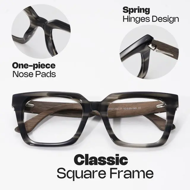 Alt view image 4 of 5 - Zeelool Blue Light Glasses for Men Chic Square Eyeglasses with Spring Hinges Bluelight Blocking Eyewear Glasses JGX951394-01B