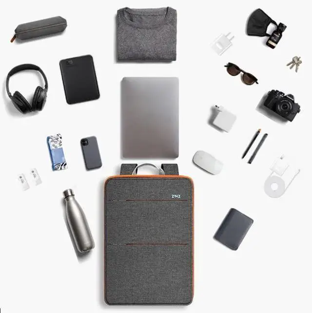 Alt view image 5 of 5 - ZINZ Slim & Expandable Laptop Backpack Water Resistant Travel Backpack Compatible with MacBook Air/Pro 13-14 inch XPS 13 Surface 13.5" and Most 13-14 inch NoteBooks,G01OG01