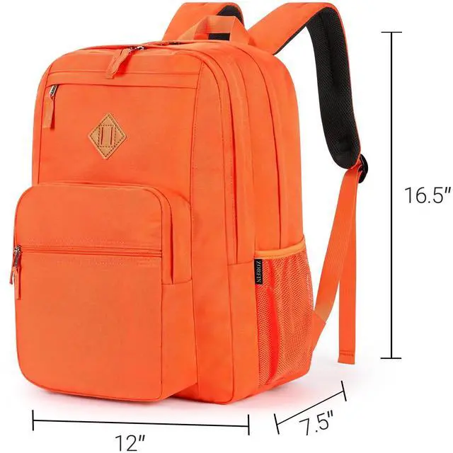 Alt view image 3 of 5 - ZORFIN 26L Backpack for School, College, and Travel: Water Resistant Bookbag with 8 Compartments - Tangerine