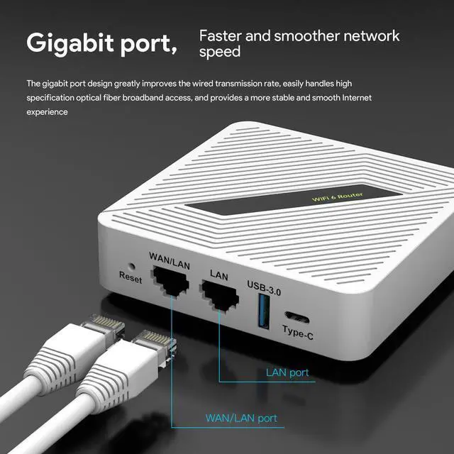 Alt view image 3 of 5 - Zunate AX1800 MU MIMO Gigabit Router Portable Travel Router for Starlink Gen2 Gen3 Dual Band 2.4G 5.8G Support for VPN Mash EP RT2656 (US Plug)
