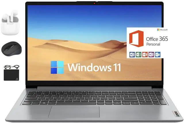 Main image of Lenovo IdeaPad Flagship Laptop, 15.6" HD Display, Intel Dual Core Processor Up to 2.8GHz, 8GB RAM, 256GB SSD + 128GB eMMC, 1-Y Microsoft Office 365, Wi-Fi 6, Webcam, Win 11 +HubxcelAccessory