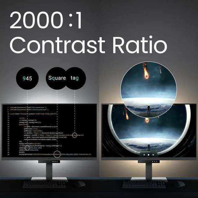 Alt view image 3 of 5 - BenQ RD320U 32" 4K 3840x2160 Programming Monitor with 2000:1 Contrast Ratio, Nano Matte Panel, Backlight, 90W USB-C, Coding Modes, Night Hours Protection, Ergonomic Design, and Eye-Care Technology