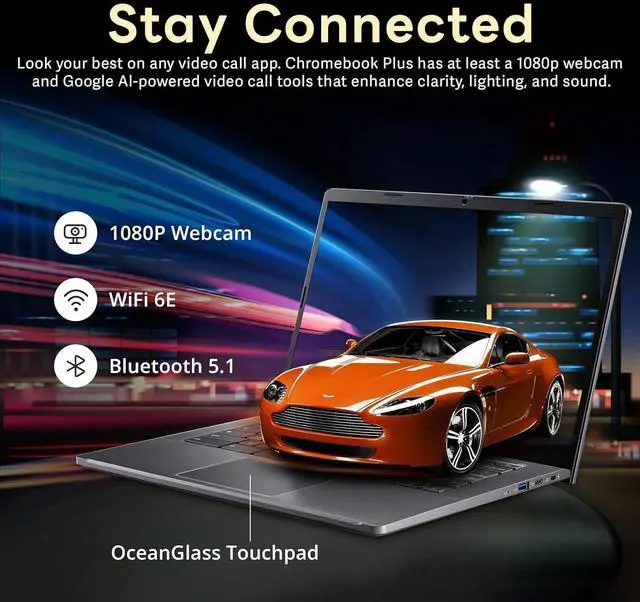 Alt view image 3 of 5 - Acer Chromebook Plus 514 Touchscreen Laptop (14" FHD, Intel 8-Core i3-N305, 8GB RAM, 512GB SSD, 2TB Cloud Storage) Business, Enterprise, Students, 11-Hr Long Battery Life, Webcam, Chrome OS, Gray