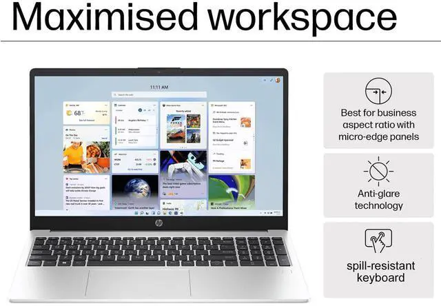 Alt view image 2 of 5 - HP 250 G10 Business Laptop (15.6" FHD IPS Anti-glare, 16GB RAM, 512GB PCIe SSD, Intel Core i5-1334U (> AMD Ryzen 7-7530U)) for Home, Student, Enterprise, Numeric Keypad, Win 11 Pro w/ Copilot, Gray