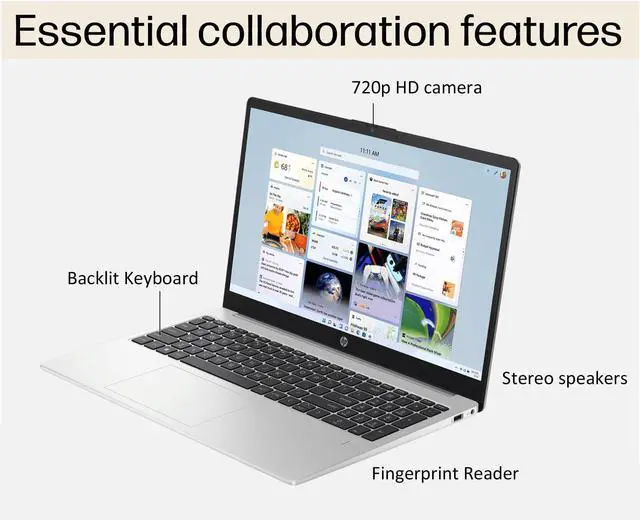 Alt view image 3 of 5 - HP 250 G10 Business Laptop (15.6" FHD IPS Anti-glare, 16GB RAM, 512GB PCIe SSD, Intel Core i5-1334U (> AMD Ryzen 7-7530U)) for Home, Student, Enterprise, Numeric Keypad, Win 11 Pro w/ Copilot, Gray