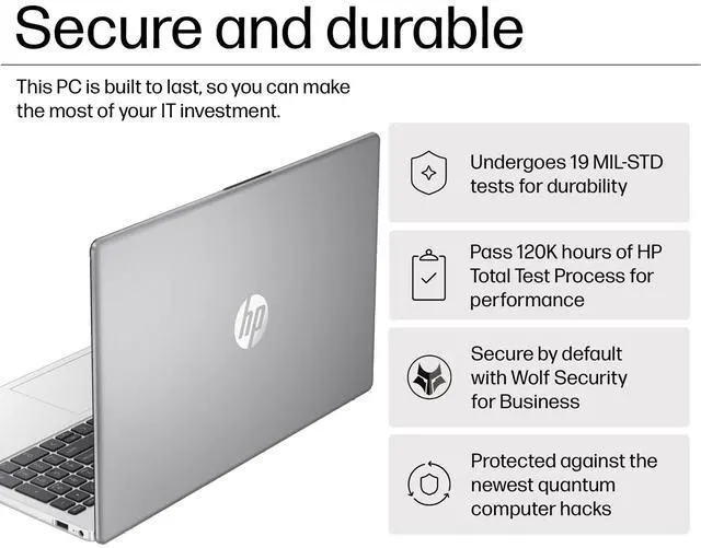 Alt view image 4 of 5 - HP 250 G10 Business Laptop (15.6" FHD IPS Anti-glare, 16GB RAM, 512GB PCIe SSD, Intel Core i5-1334U (> AMD Ryzen 7-7530U)) for Home, Student, Enterprise, Numeric Keypad, Win 11 Pro w/ Copilot, Gray