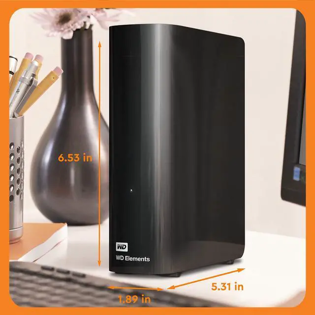 Alt view image 2 of 5 - Western Digital 8TB Elements Desktop External Hard Drive, USB 3.0 external hard drive for plug-and-play storage - Western DigitalBWLG0080HBK-NESN, Black