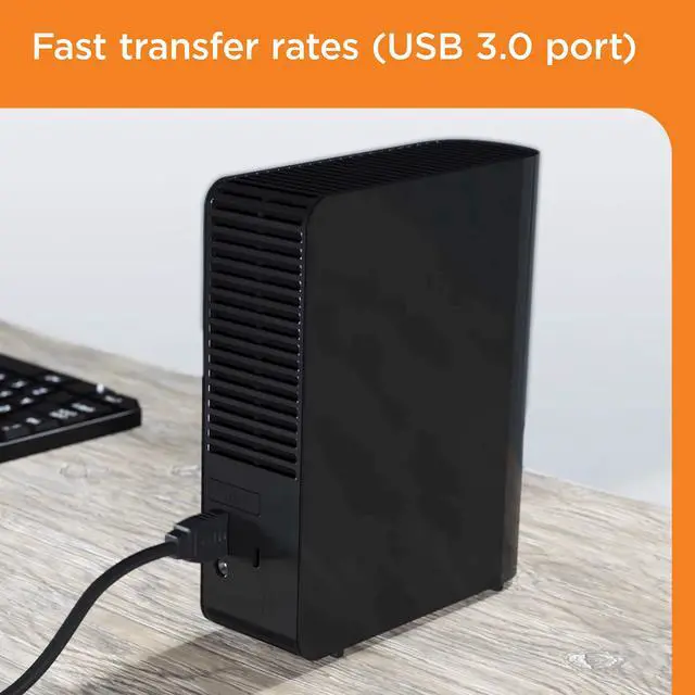 Alt view image 4 of 5 - Western Digital 8TB Elements Desktop External Hard Drive, USB 3.0 external hard drive for plug-and-play storage - Western DigitalBWLG0080HBK-NESN, Black