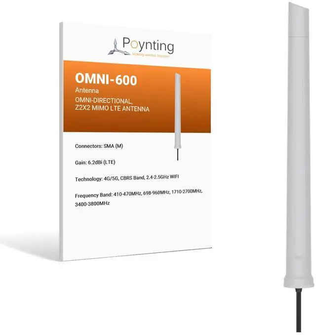 Main image of Poynting OMNI-600 Wideband Omni-Directional Antenna | 2x2 Mimo | 5G Ready | 4G LTE | 617-3800 MHz | 6.2 dBi