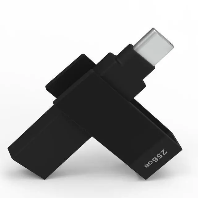 Main image of PioData Apple MFi Certified Black iXflash 256 GB Backup Flash Drive 2-in-1 USB for iPhone, iPad, and Computer, USB Type A & USB Type C, iPhone Photo Storage Stick, External Hard Drive for iPhone