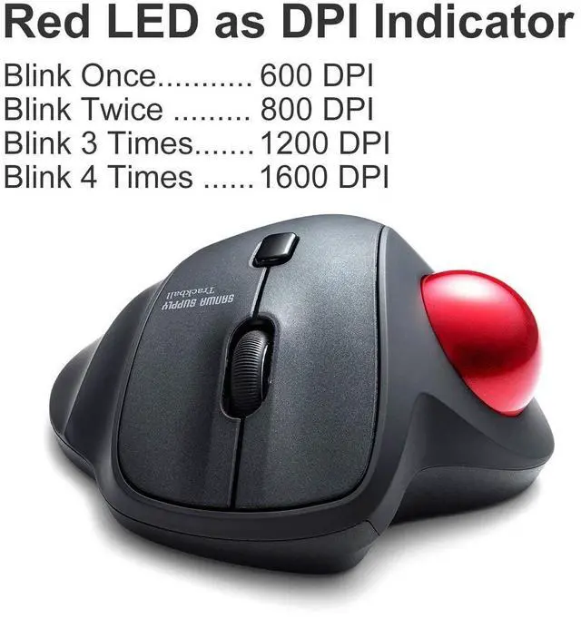 Alt view image 3 of 5 - SANWA 2.4G Wireless Ergonomic Trackball Mouse and 3-Device Bluetooth Keyboard with Touchpad, Silent Buttons Roller Mouse, 600-1600 DPI, Rechargeable Touchpad, Compatible with Mac, Laptop, PC, Windows,