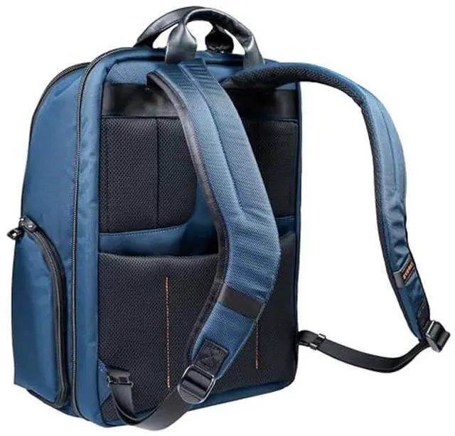 Alt view image 3 of 5 - EVERKI Onyx Premium Business Executive Laptop Backpack - Ballistic Nylon and Leather Office Backpack Laptop Bag, Travel Friendly - Dedicated Compartment up to 17.3", 36L Capacity (EKP132S17N) Navy
