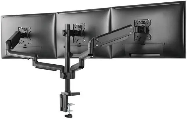 Main image of Mount-It! Triple Monitor Mount for Computer Screens Up to 27 Inch, Triple Monitor Stand with Gas Spring Arms, Holds 15.4 lbs Per Arm, 3 Monitor Stand Desk Mount with Tilt, Swivel, VESA 75x75,100x100mm