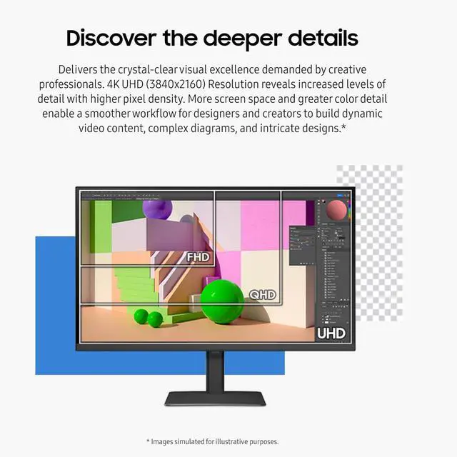 Alt view image 4 of 5 - SAMSUNG 27" ViewFinity S8 (S80D) Series 4K UHD High Resolution Computer Monitor, HDR10, Multiple Ports w/ HDMI, DisplayPort, USB-A, Height Adjustable Stand, LS27D806EANXGO, 2024, 3Yr Warranty