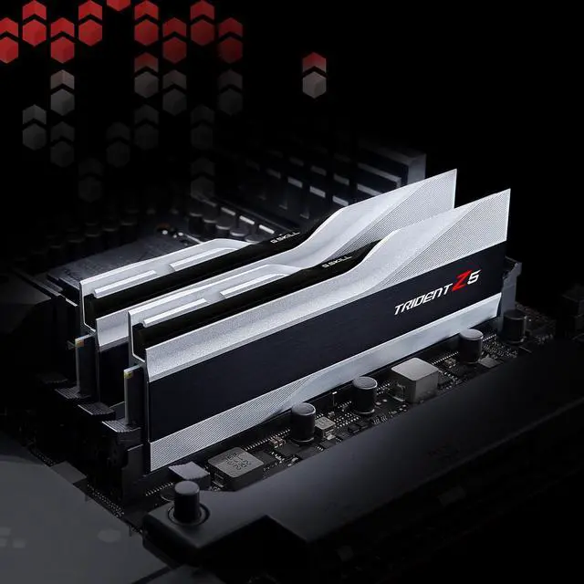 Alt view image 5 of 5 - G.SKILL Trident Z5 Series (Intel XMP 3.0) DDR5 RAM 32GB (2x16GB) 6400MT/s CL32-39-39-102 1.40V Desktop Computer Memory UDIMM - Metallic Silver (F5-6400J3239G16GA2-TZ5S)