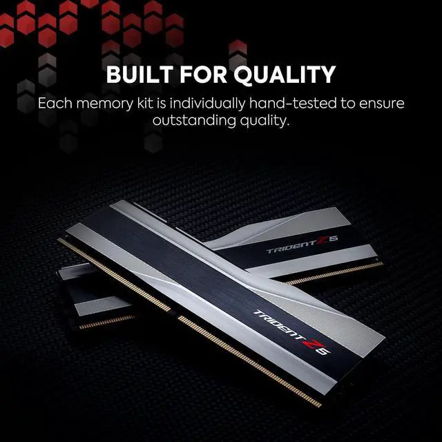Alt view image 4 of 5 - G.SKILL Trident Z5 Series (Intel XMP 3.0) DDR5 RAM 32GB (2x16GB) 6400MT/s CL32-39-39-102 1.40V Desktop Computer Memory UDIMM - Metallic Silver (F5-6400J3239G16GA2-TZ5S)