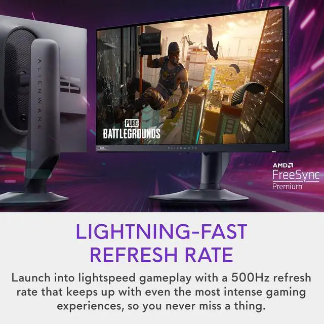 Alt view image 3 of 5 - Alienware AW2524HF Gaming Monitor - 24.5-inch (1920x1080) 500Hz (Overclock) 0.5ms Display, Height/Tilt/Swivel/Pivot Adjustability, 3yr Advanced Exchange - Black