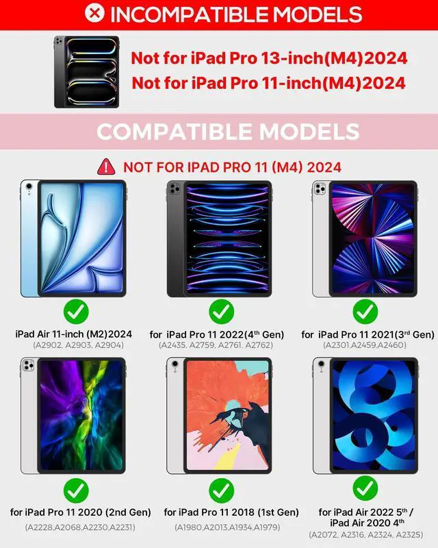 Alt view image 2 of 5 - typecase Touch Keyboard Case for iPad Air 11-inch (M3 2025 / M2 2024) & iPad Pro 11(4th/3rd/2nd/1st Gen):Multi-Touch Trackpad,11 Colors Backlight,360degRotatable for iPad Air 5th & 4th Gen,Light Pink