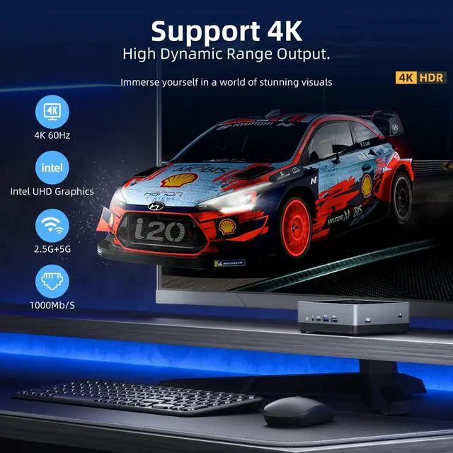 Alt view image 4 of 5 - CyberGeek Nano A1 Linux Mini PC, Intel N100 16GB DDR4 RAM 256GB PCIe SSD, Small PC Computer Support 4K Dual Display/USB3.0/WiFi 6/BT5.2/RJ45/VESA Home Office Mini PC