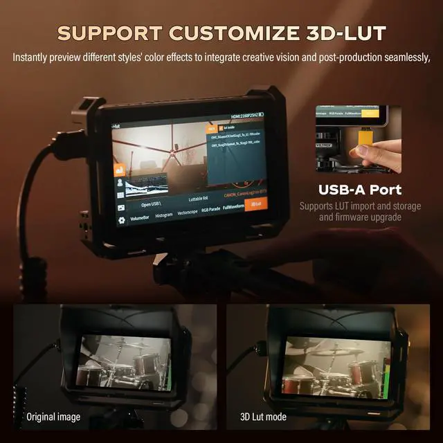 Alt view image 5 of 5 - VILTROX DC-X3 Cage 6" SDI Camera Field Monitors 2000nits Super Bright Daylight Viewable External Monitor for 4k HDMI DSLR Touchscreen Monitor for Sony Canon Nikon with Sunshield 2200 MAh Battery