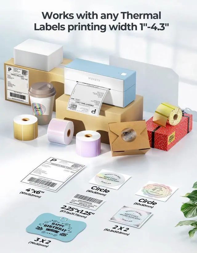 Alt view image 4 of 5 - MUNBYN Bluetooth Thermal Label Printer, 4x6 Shipping Label Printer for Shipping Packages, Compatible with iOS, Android, PC, Mac, Chrome OS, Etsy, Ebay, Shopify, , USPS and More