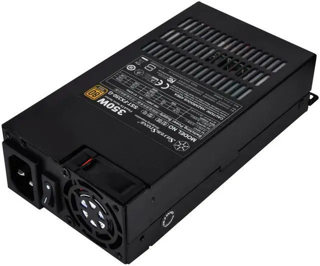 Main image of SilverStone Technology 350 Watt Flex ATX Power Supply with Fixed Cables and 80 Plus Gold with 6Pin PCIe Connector SST-FX350-G-USA, Black(Lead-Free Paint)