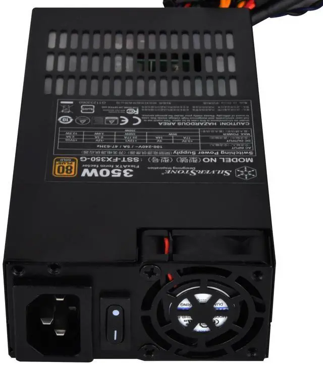 Alt view image 4 of 5 - SilverStone Technology 350 Watt Flex ATX Power Supply with Fixed Cables and 80 Plus Gold with 6Pin PCIe Connector SST-FX350-G-USA, Black(Lead-Free Paint)