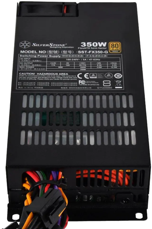 Alt view image 5 of 5 - SilverStone Technology 350 Watt Flex ATX Power Supply with Fixed Cables and 80 Plus Gold with 6Pin PCIe Connector SST-FX350-G-USA, Black(Lead-Free Paint)